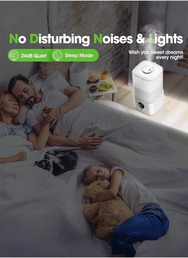 Humidifiers for Bedroom with Night Light, Cool Mist Humidifier for Home, Office & Plant, Auto-Off, Up to 38H for 20 ㎡, Quiet Operation with 360° Rotation Nozzle,2.5L White,SY-D004C