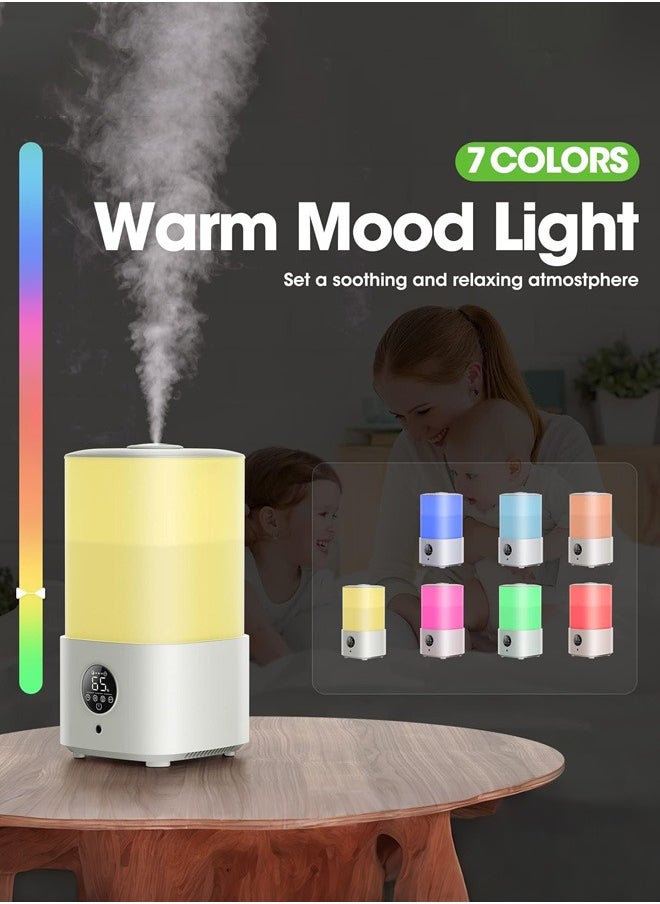 Humidifiers for Bedroom with Night Light, Cool Mist Humidifier for Home, Office & Plant, Auto-Off, Up to 38H for 20 ㎡, Quiet Operation with 360° Rotation Nozzle,2.5L White,SY-D004C