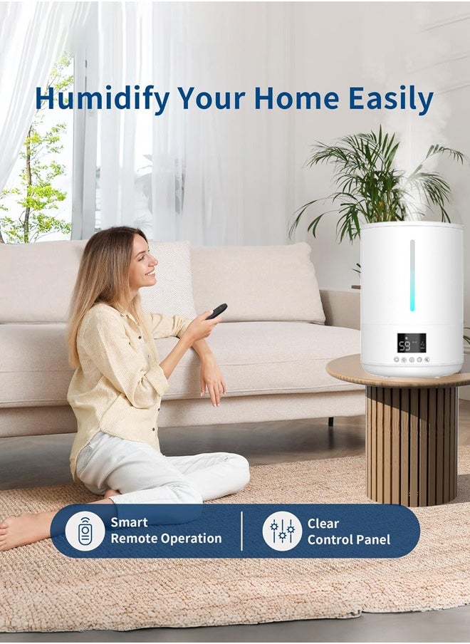 Humidifiers for Bedroom,4L Mist Humidifiers for Baby Nursery & Plants Indoor, Adjustable Humidity Control, Auto Mode, Quiet Sleep Mode, Essential Oil Diffuser, Quiet with Adjustable Mist,White