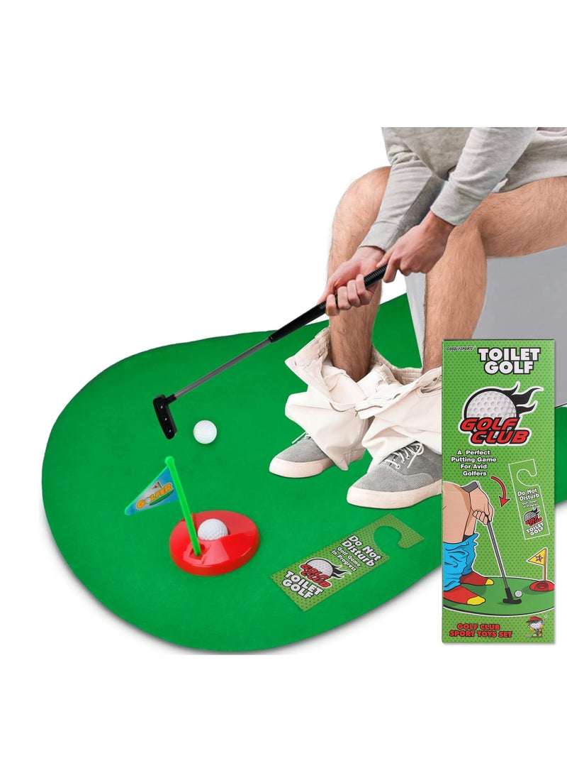 1Set Bathroom Funny Golf Toilet Time Mini Game Play Putter Novelty Gag Gift Mat Men Toy