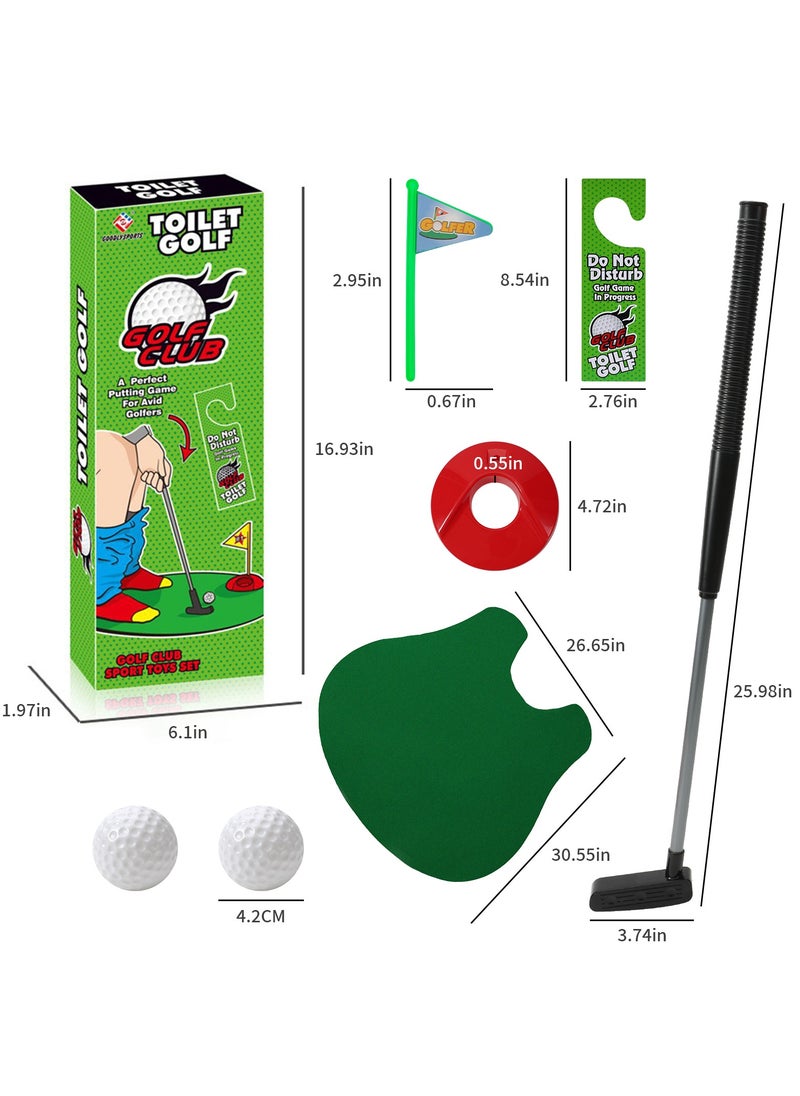 1Set Bathroom Funny Golf Toilet Time Mini Game Play Putter Novelty Gag Gift Mat Men Toy