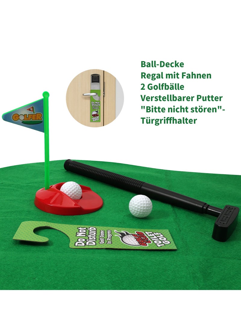 1Set Bathroom Funny Golf Toilet Time Mini Game Play Putter Novelty Gag Gift Mat Men Toy