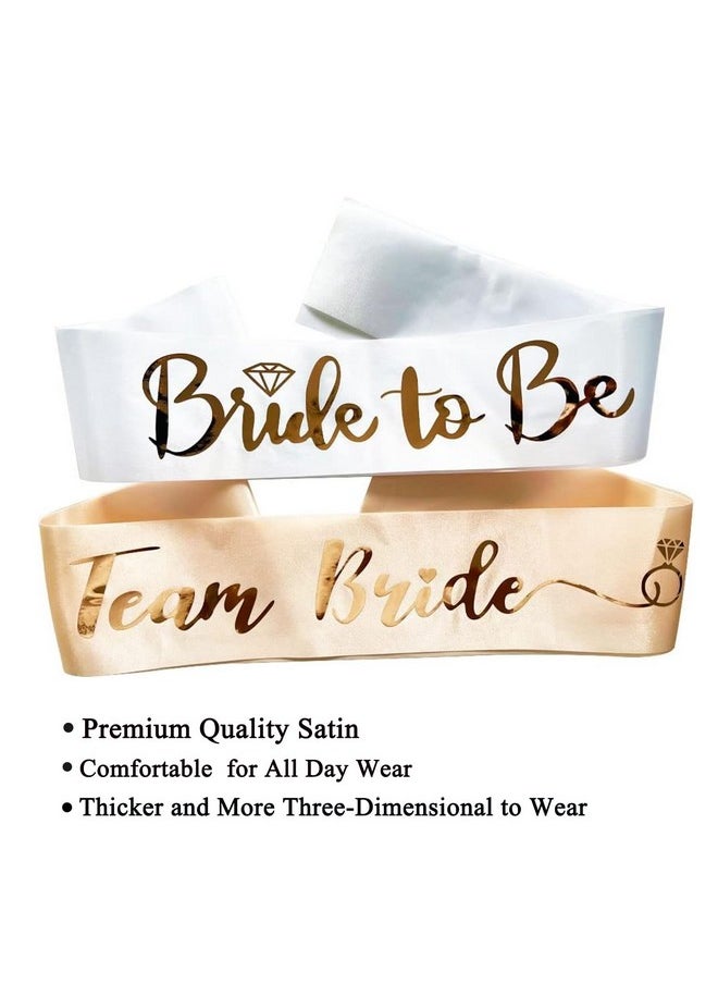 Team Bride Sash Set 1 White Bride To Be Sash And 6 Team Bride Sashes Bachelorette Party Supplies With Shiny Rose-Gold Font Bachelorette Sash Bridesmaid Sashes For Bridal Party And Wedding (7)