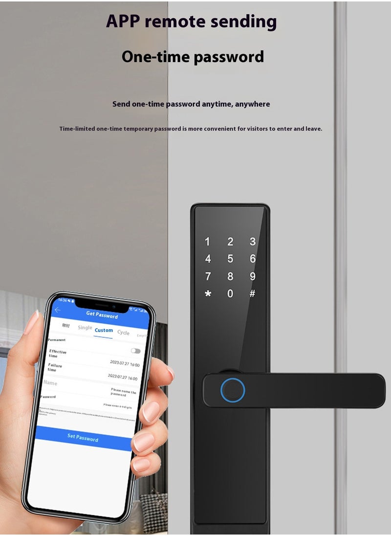 Home Smart Door Lock Remote Electronic Password Lock Smart Lock Tuya Bluetooth/Password/Swipe Card/Gateway (No Fingerprint Unlocking)