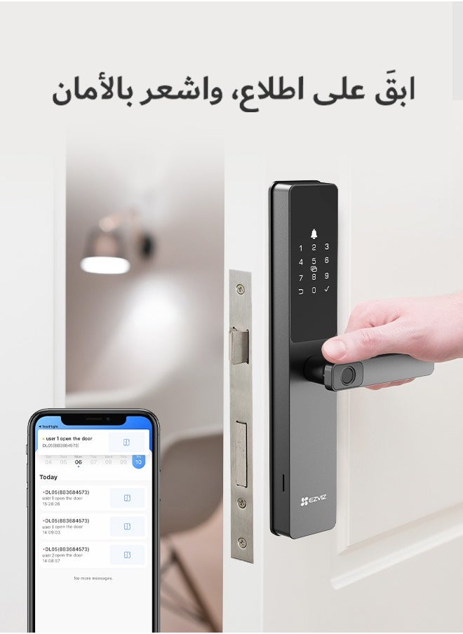 EZVIZ Smart Lock DL05, 7-in-1 Keyless Entry Door Lock, Fingerprint Access, Secure Keyless Entry,Instant Alerts, Weather-Resistant, Child Safety, Installation for First 1000 Customers(6068Mortise)