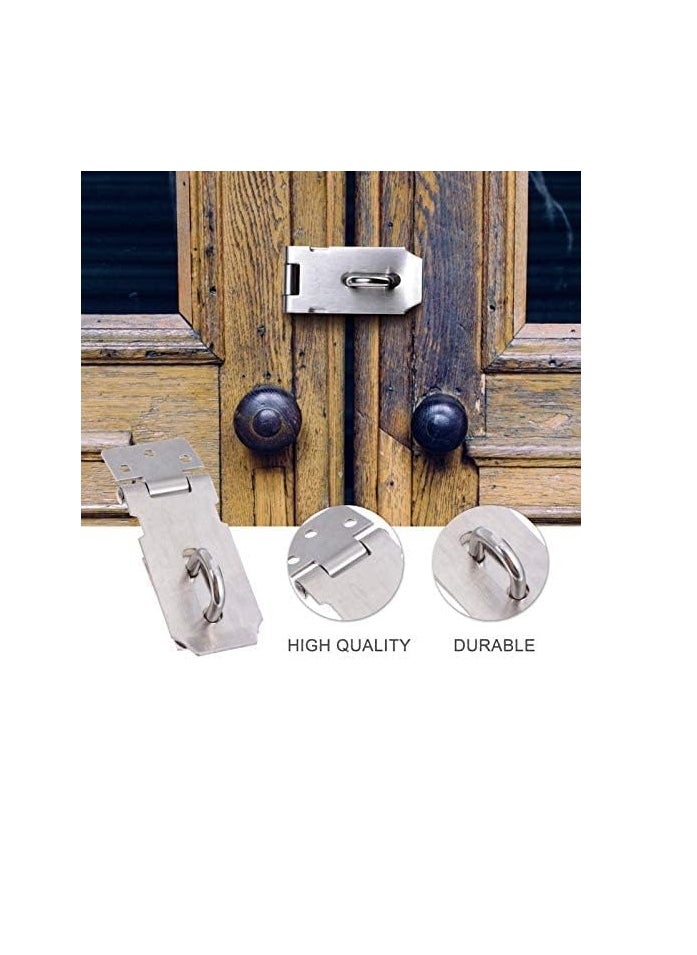 4pcs Stainless Steel Padlock Hasp Heavy Duty Hasp and Staple Padlock Staple Clasp for Door Window Cabinat