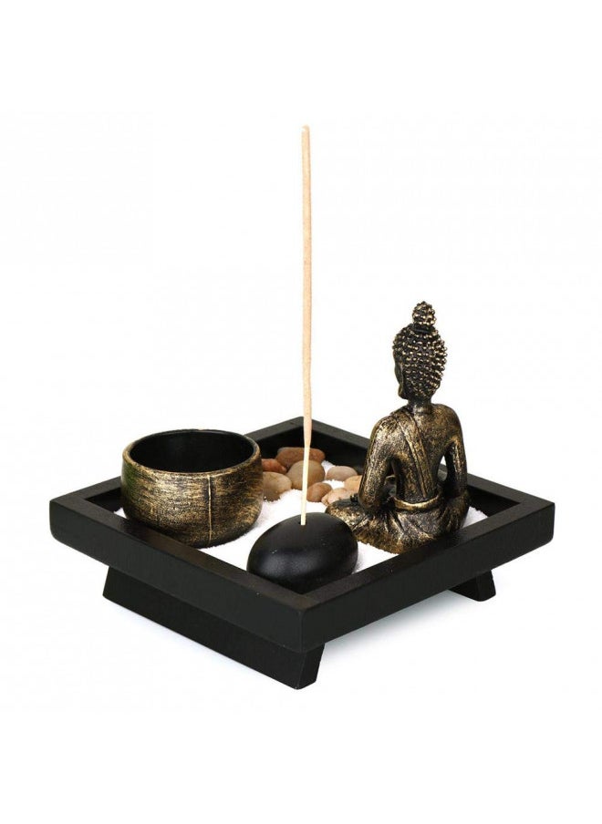 Jessie Zen Garden Buddha Candle Holders Ornament for Natural Stone Rattan Incense Gift Set Incense Holder