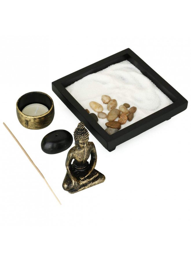 Jessie Zen Garden Buddha Candle Holders Ornament for Natural Stone Rattan Incense Gift Set Incense Holder