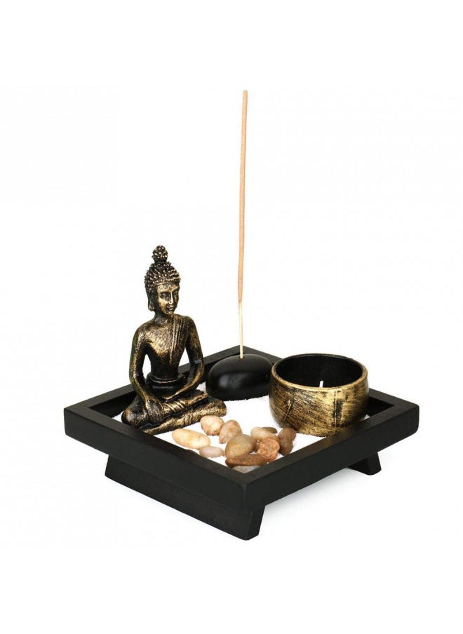 Jessie Zen Garden Buddha Candle Holders Ornament for Natural Stone Rattan Incense Gift Set Incense Holder