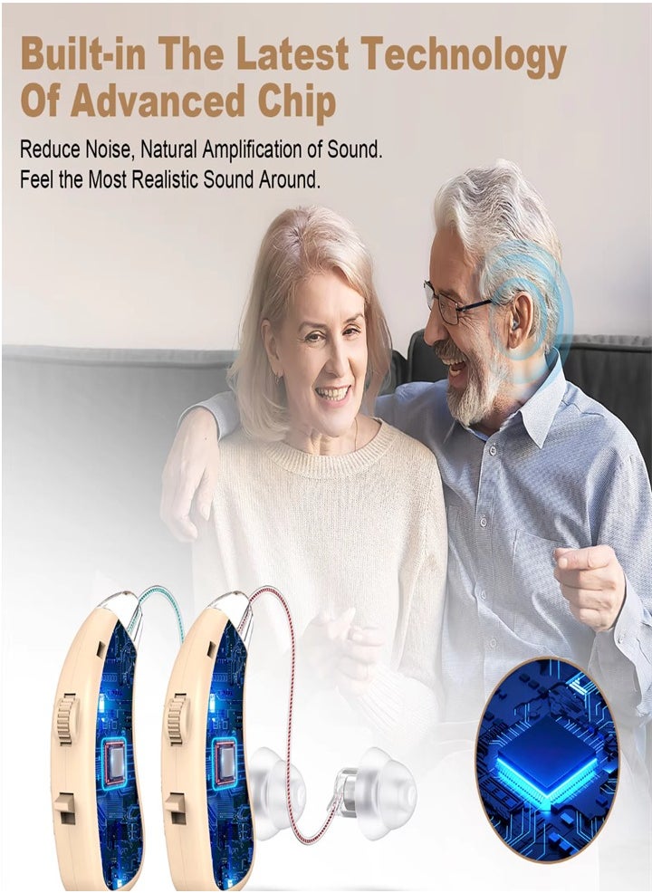 New hearing aid for seniors, noise reduction, amplifier, with LED charging case, for moderate to severe hearing loss (skin color)