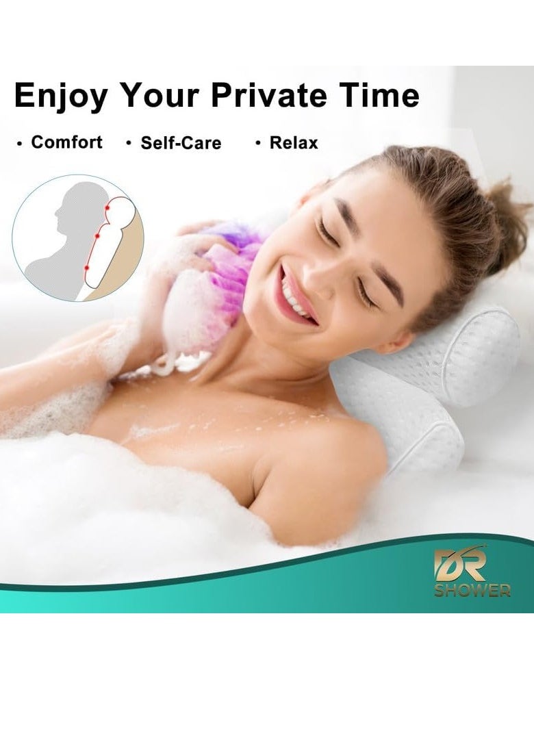 Bath Pillow for Bathtub Support Neck,Head and Back with Non-Slip Suction Cups and Comfortabl 4D AirenMesh Bathtub Pillow for Women & Men