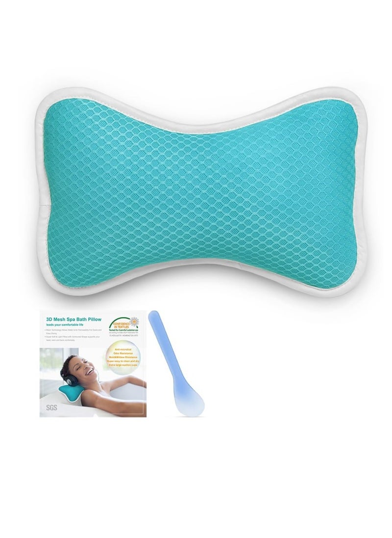 Comfortable Bath Pillow with Suction Cups, Supports Neck and Shoulders Home Spa Pillows for Bathtub, Hot Tub, Bathtub Head Rest Pillow Relax & Comfy - Blue