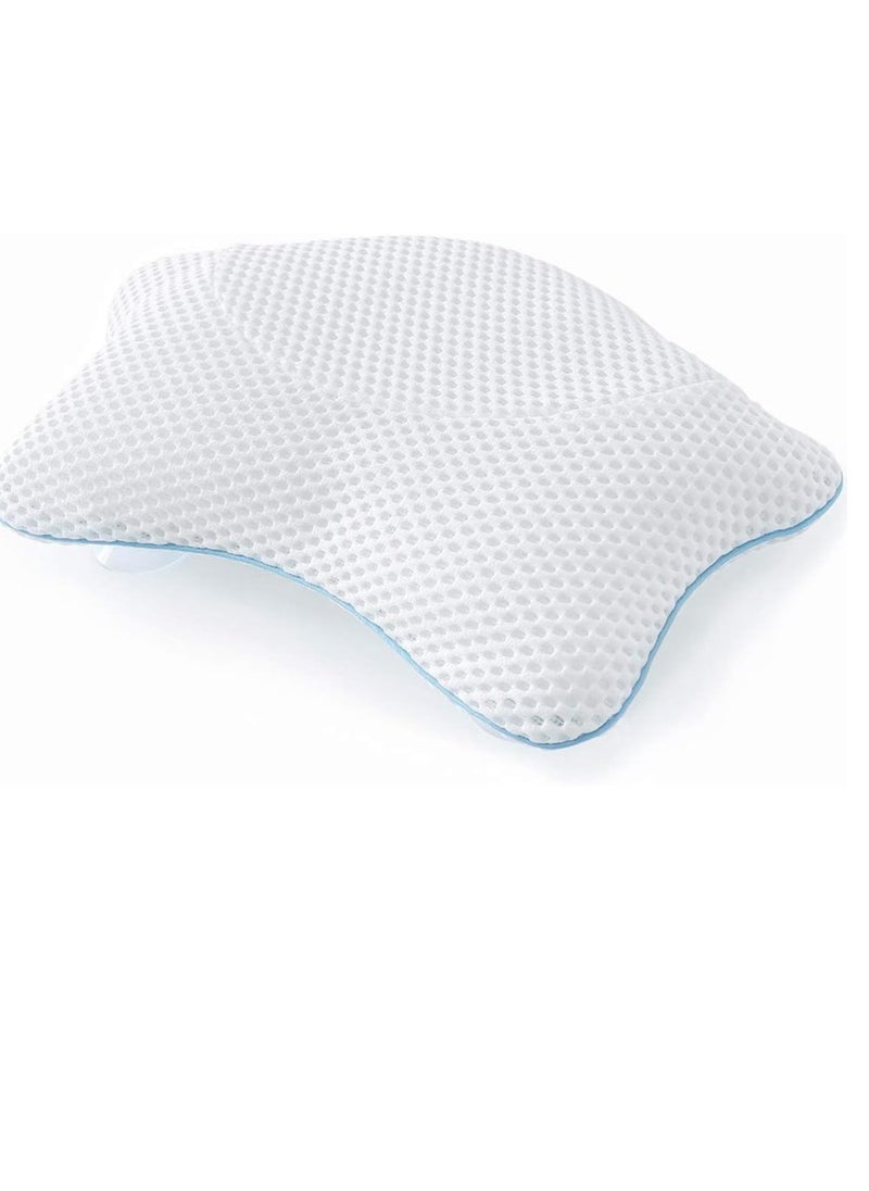 Non Slip Bath Pillow, Luxury Spa Bathtub Head & Neck Rest Support, Permeable Quick Drying Air Mesh Tub Pillow with 4 Large Suction Cups, Fits Any Tubs, Soft and Relaxing