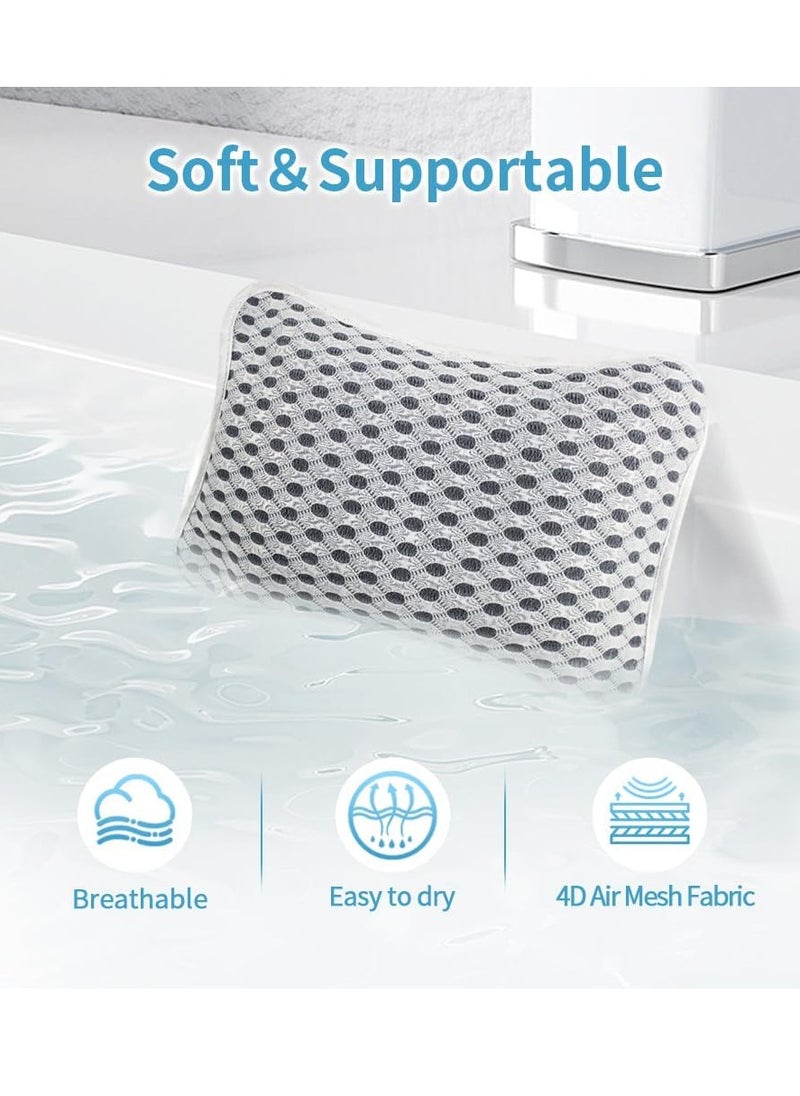 Luxury Bath Pillows for Tub, Slip Resistant Waterproof Bath Pillows for Tub Neck and Back Support with 2 Strong Suction Cups, Relaxing Spa Essentials