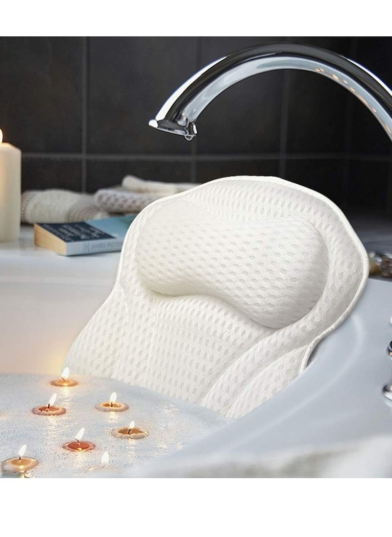 AmazeFan Luxury Bath Pillow, Ergonomic Bathtub Spa Pillow with 4D Air Mesh Technology and 6 Suction Cups, Helps Support Head, Back, Shoulder and Neck, Fits All Bathtub, Hot Tub and Home Spa(US Patent)