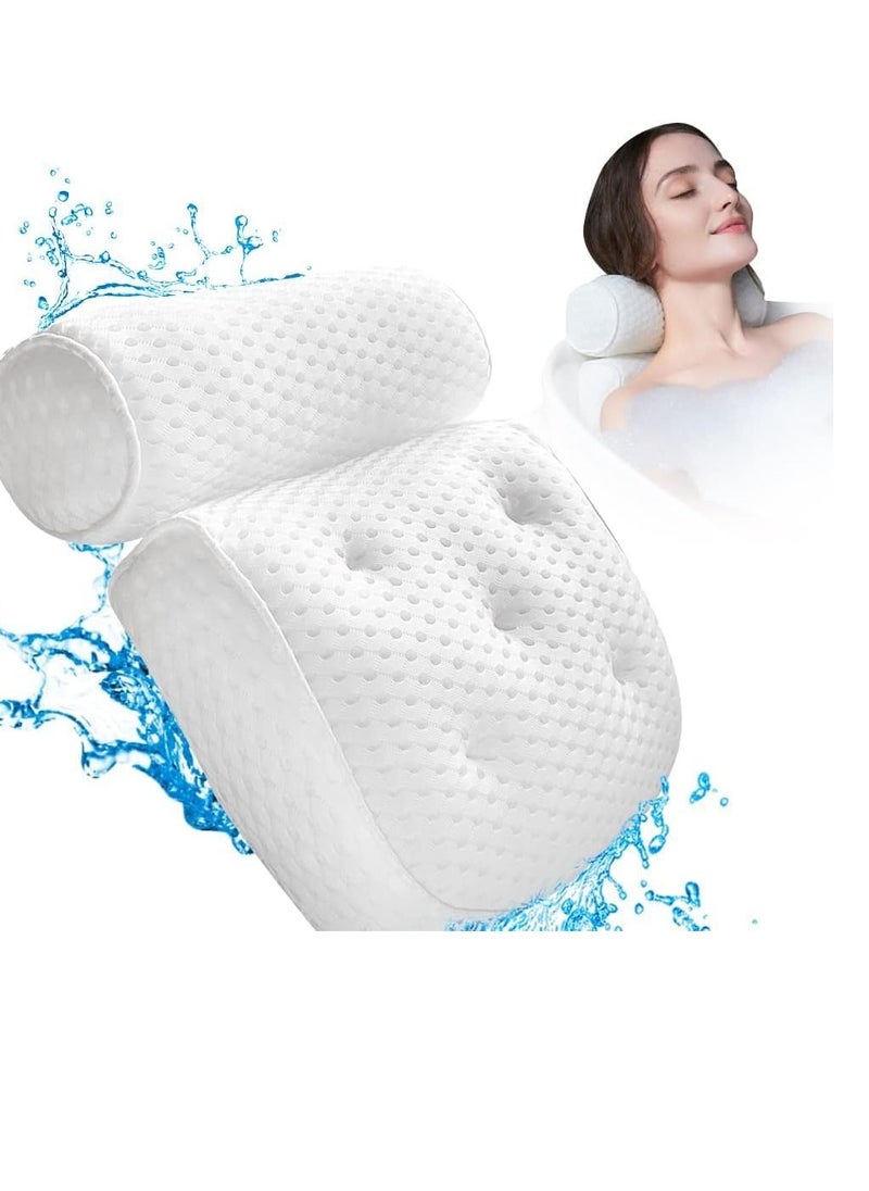 Bathtub Pillow for Men and Women,Bath Pillows for Tub with 4D Waterproof Air Mesh Material Technology and 7 Non Slip Suction Cups,Bath Pillows for Tub Neck and Back Support