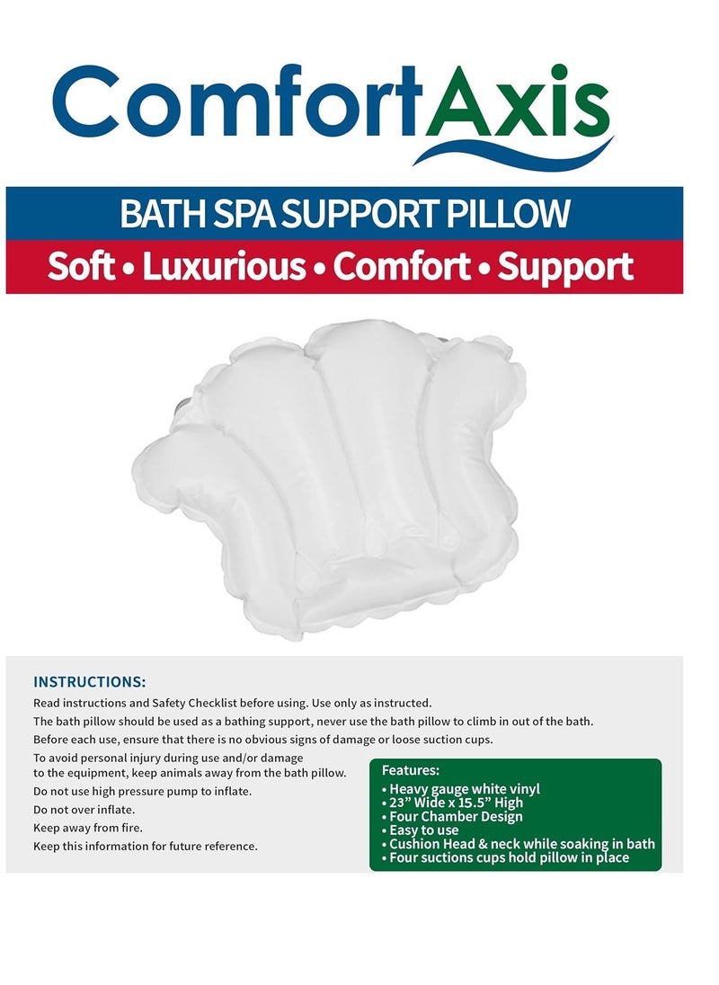 White Vinyl Shell-Shaped Spa Bath Pillow