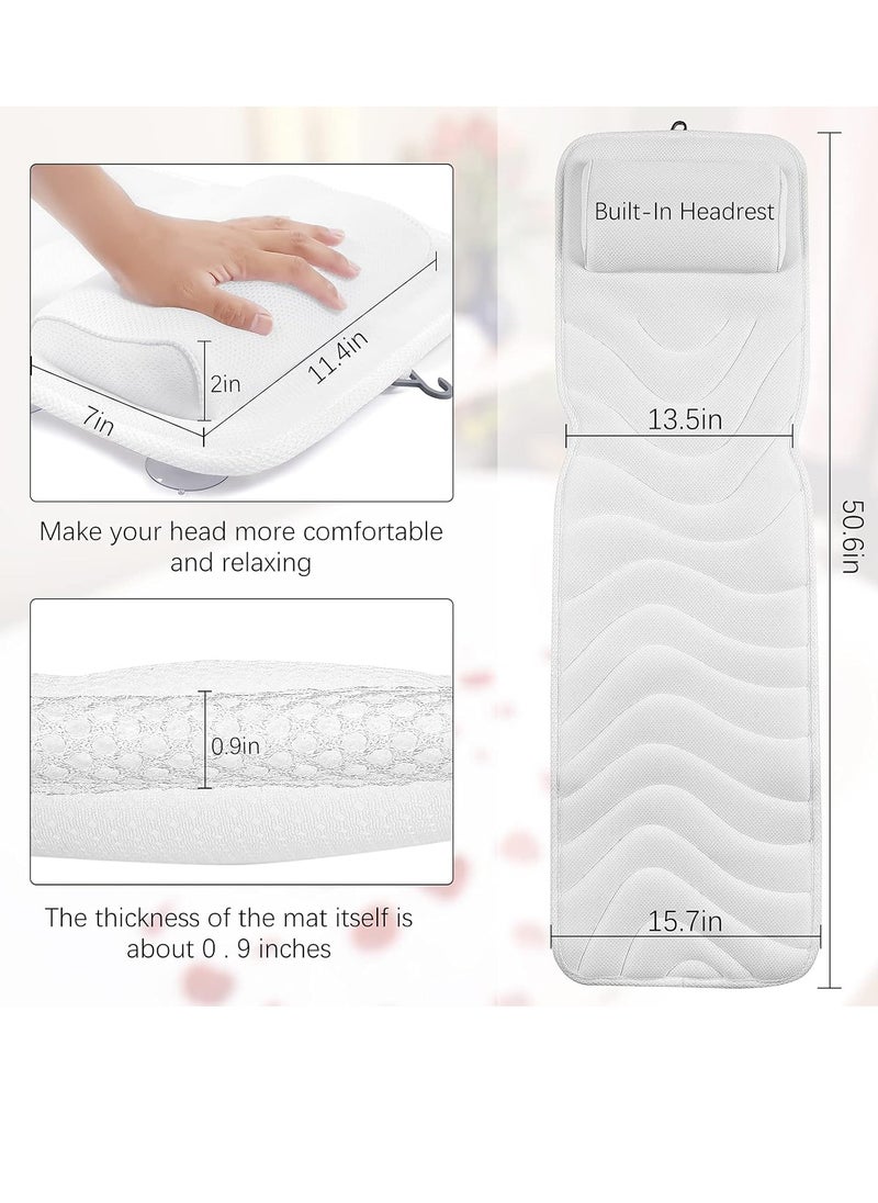 Full Body Bath Pillow for Bathtub, Non-Slip Bath Pillows for Tub, Spa Bathtub Pillow Cushion for Headrest Neck Shoulder and Back Rest Support，Relaxation Spa Accessories-50 x 15