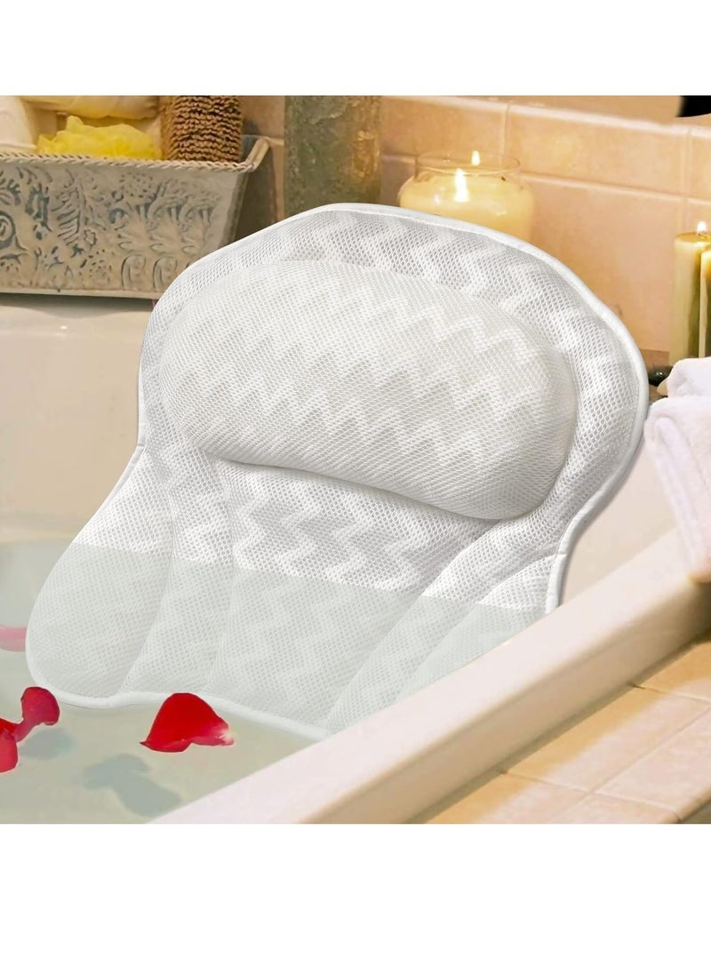 Bath Pillow Luxury Bathtub Pillow, Besititli Ergonomic Bath Pillows for Tub Neck and Back Support, Bath Tub Pillow Rest 4D Air Mesh Breathable Bath Accessories for Women & Men