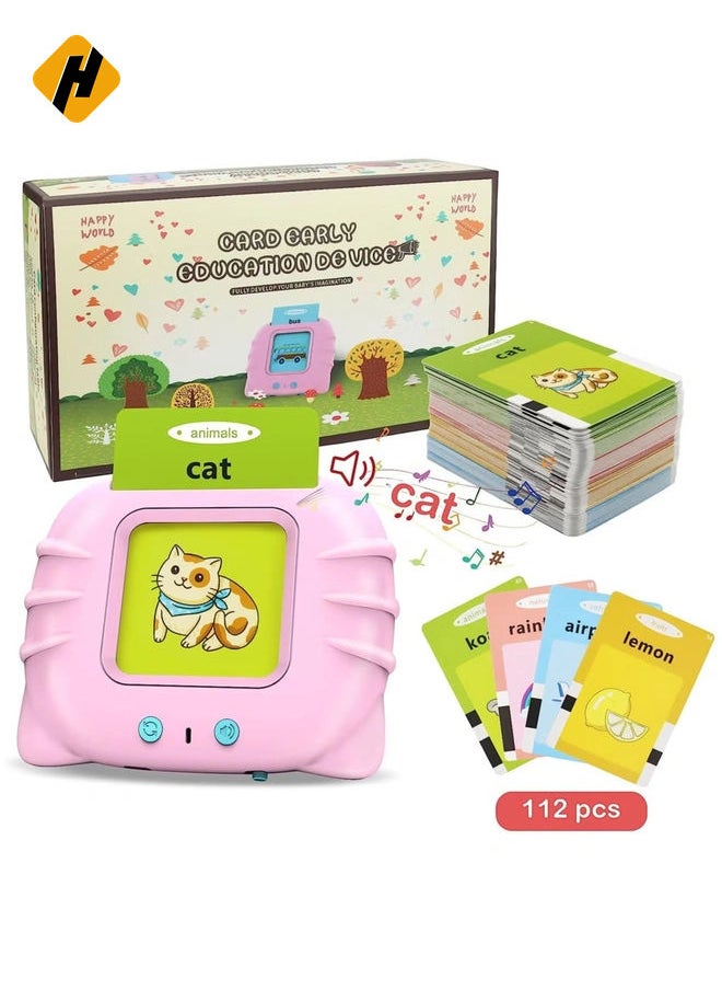 Educational Toy for Kids Listen and Learn Literacy Audible Flash Cards for Toddlers 1 2 3 4 5 6 Years Old Boys Girls Flashcards Device with 112 pcs Double-Sided Cards 224 Words