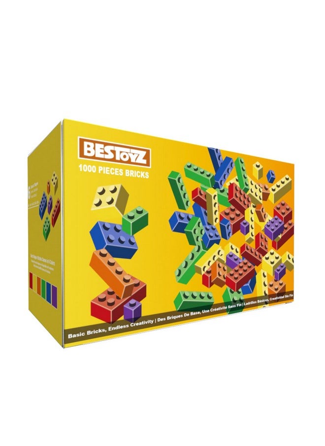 Building Bricks 1000 Pieces In Rainbow Colors, Classic Generic Building Blocks Toys For Boys & Girls, Educational Building Toys For Classroom, School, Toys For Kids Aged 4+