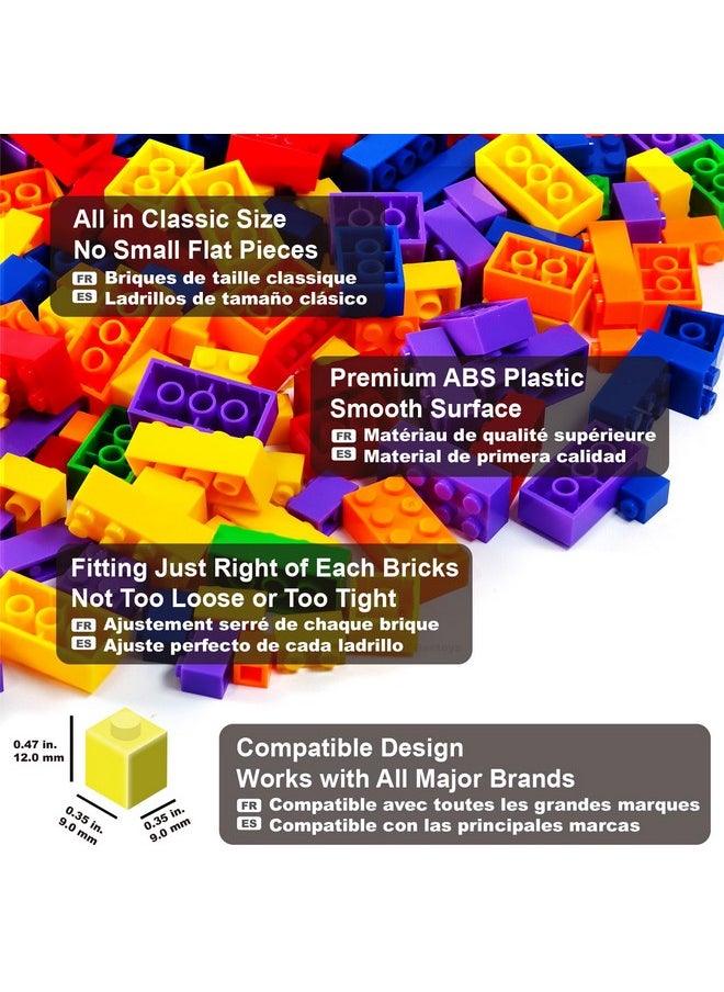 Building Bricks 1000 Pieces In Rainbow Colors, Classic Generic Building Blocks Toys For Boys & Girls, Educational Building Toys For Classroom, School, Toys For Kids Aged 4+