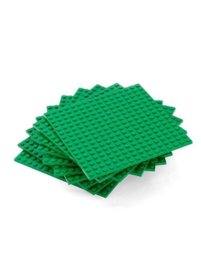 SCS Direct Brick Building Blocks Green Baseplates  5x5 10pcs Dual Connectivity for Stacking  Compatible with  Tight fit with All Major Building Blocks Brands  Great for Activity Tables