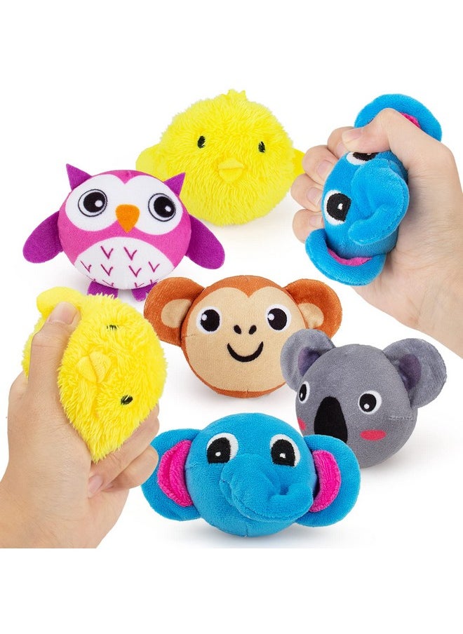 Mini Sensory Stress Ball For Kids And Adults,5 Pcs Plush Stuffed Animals Farm Friends Infant And Toddler Toys Owl, Elephant, Koala, Chicken And Monkey Anxiety Relief Squeeze Toys