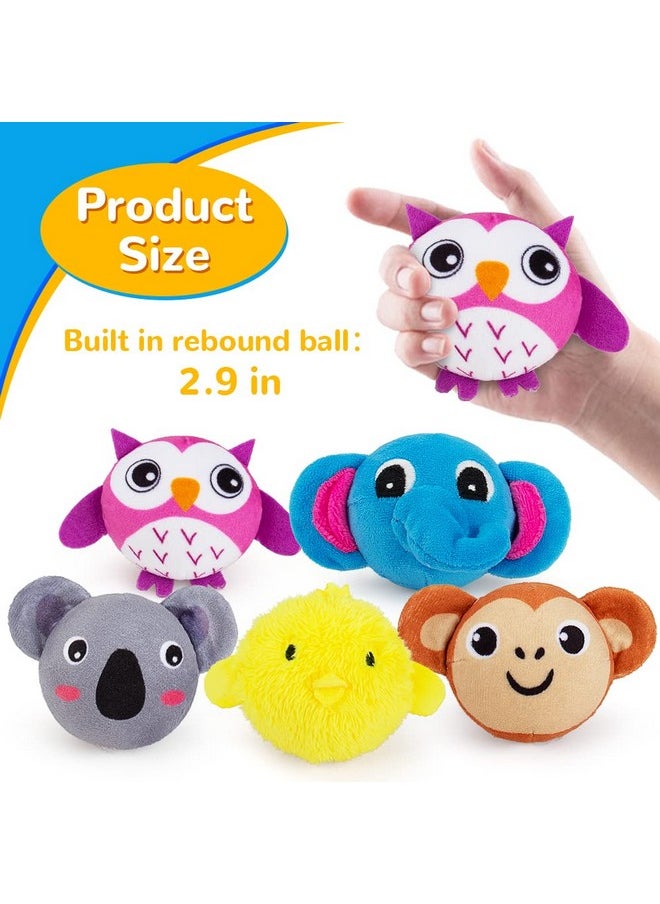 Mini Sensory Stress Ball For Kids And Adults,5 Pcs Plush Stuffed Animals Farm Friends Infant And Toddler Toys Owl, Elephant, Koala, Chicken And Monkey Anxiety Relief Squeeze Toys