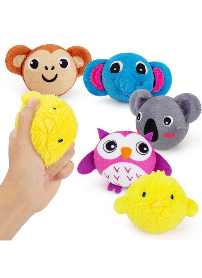 Mini Sensory Stress Ball For Kids And Adults,5 Pcs Plush Stuffed Animals Farm Friends Infant And Toddler Toys Owl, Elephant, Koala, Chicken And Monkey Anxiety Relief Squeeze Toys