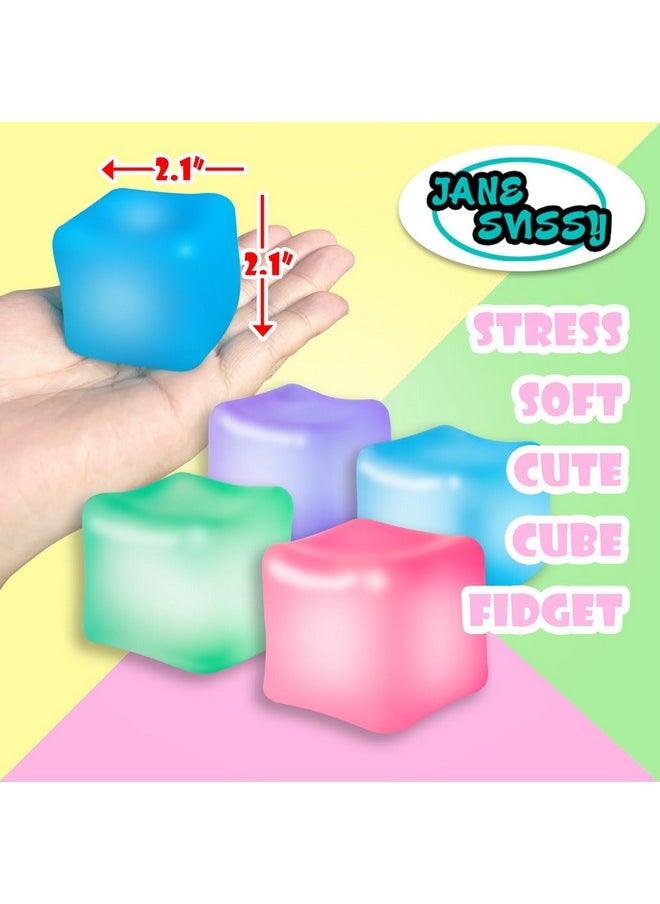 4Pcs Glow In The Dark Stress Cube Toys,Nice Slow Rise Stress Balls,Fidget Squishy Toys For Kids And Adults,Ice Cube Toys,Sensory Autism& Adhd Toys,Cute Stuff,Stocking Stuffers,Easter Basket Stuffers