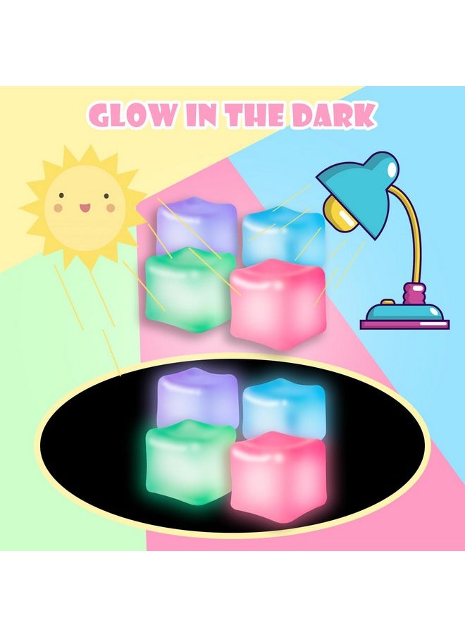 4Pcs Glow In The Dark Stress Cube Toys,Nice Slow Rise Stress Balls,Fidget Squishy Toys For Kids And Adults,Ice Cube Toys,Sensory Autism& Adhd Toys,Cute Stuff,Stocking Stuffers,Easter Basket Stuffers