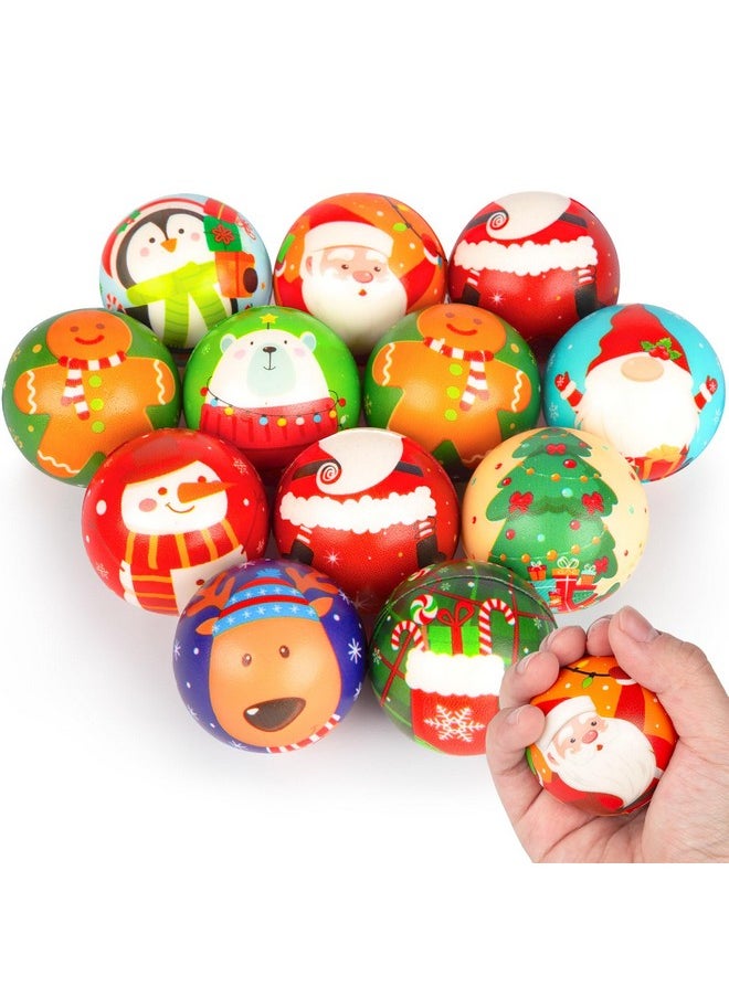 12Pcs Christmas Stress Balls, Christmas Squeeze Toys Squeeze Balls Bulk Christmas Fun Toys For Stocking Stuffers Stress Relief Party Favors Goodie Bag