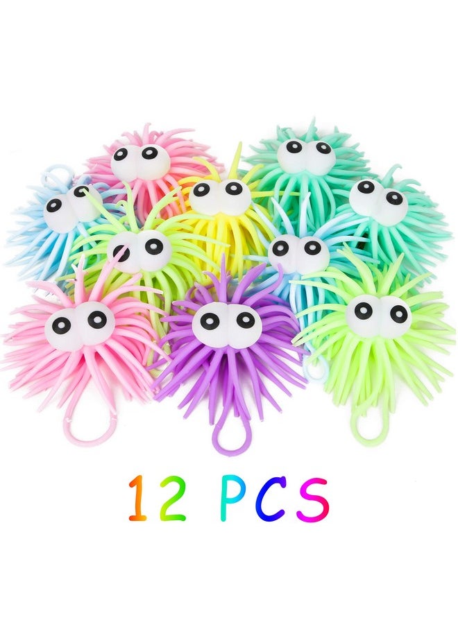 12 Pcs Stress Relief Sea Urchin Puffer Balls Light Up Spiky Sensory Toy Fidget Balls Glow In The Dark Party Supplies