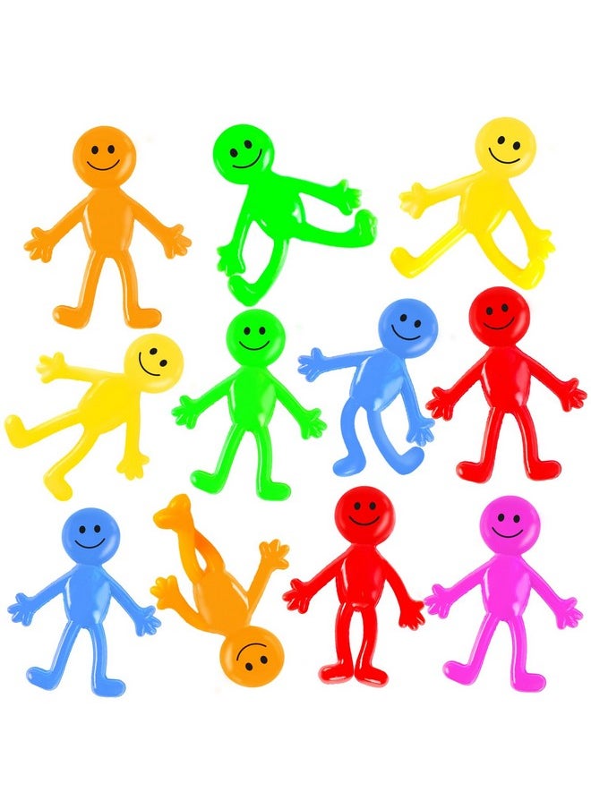 60Pcs Smiley Face Bendable Man, Stretchy Figures Party Favors Gooey Bendy Fidget Toys For Stress Relief Goodie Bags Stocking Stuffer Piñata Fillers