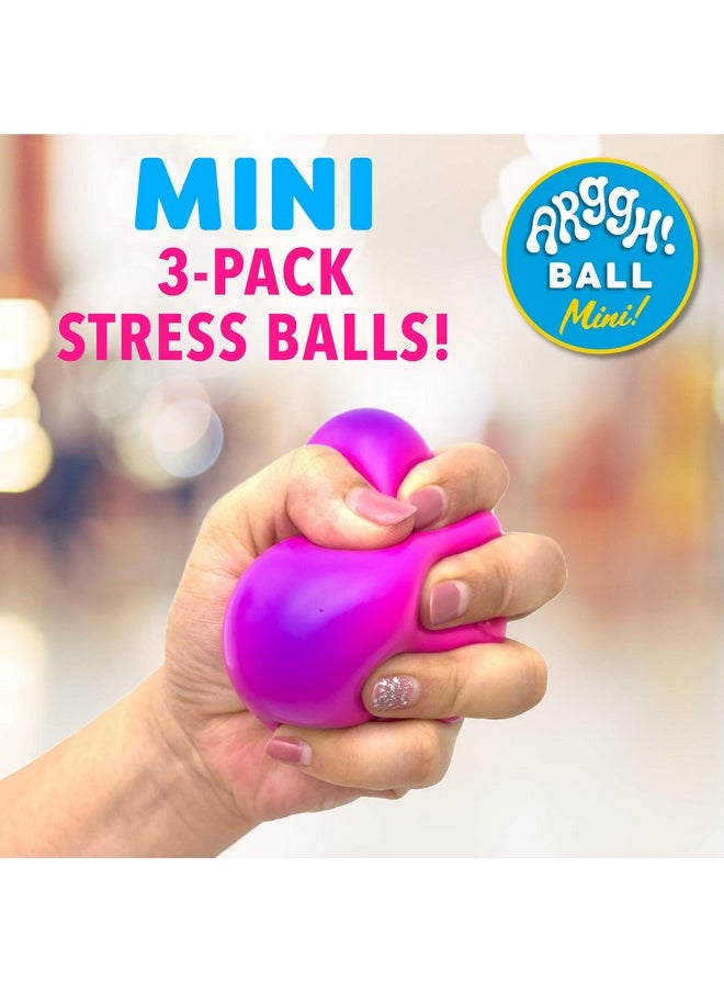 Arggh Mini Stress Balls For Adults And Kids - 3Pk Squishy Stress Balls, Color Changing Resistance Fidget Toys, Sensory Stress Relief Squeeze Toys Squishy Toy (Yellow, Pink, Blue)