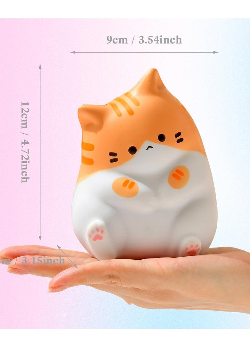 Cute Cat Stress Balls Squishy Toys, Foam Animal Shaped Stress Balls for Kids, Elastic Sensory Ball Party Favors, Comfort Items for Anxiety, Party Gift Basket Stuffers (Gray + Orange)