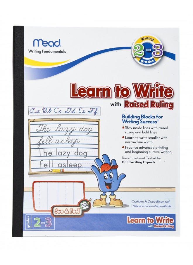 Mead See & Feel Learn To Write Tablet with Raised Ruling, Grades 2-3 Workbooks with Lined Paper, Workbook Writing Tablet for Home School Supplies to Practice Writing & Handwriting, 8