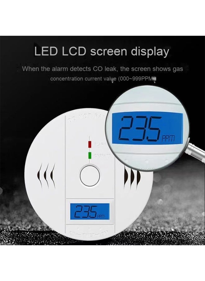 Combination Smok and Carbon Monoxide Detector Alarm Digital Display for Travel Home Bedroom Kitchen 9V Battery Operated White