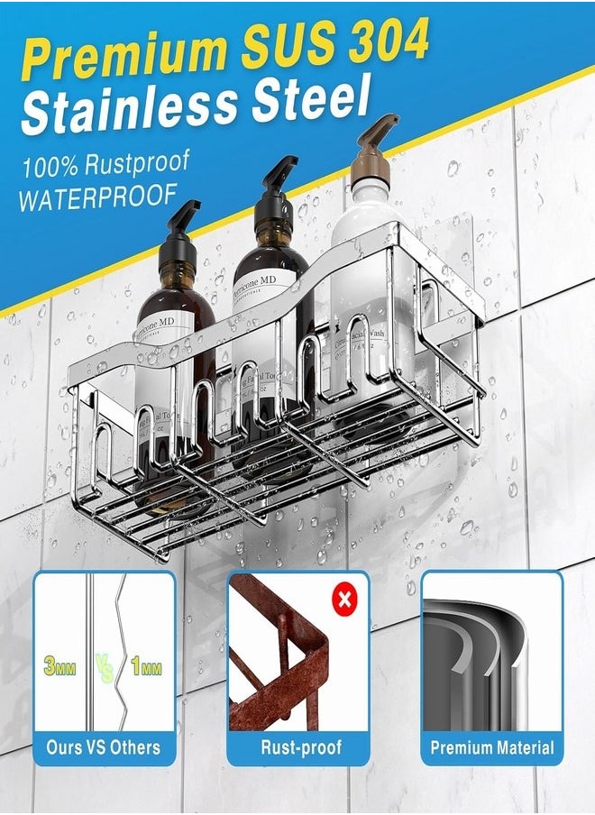 Shower Caddy 5 Pack,Adhesive Shower Organizer for Bathroom Storage&Home Decor&Kitchen,No Drilling,Large Capacity,Rustproof Stainless Steel Bathroom Organizer,Shower Shelves for Inside Shower-Larger