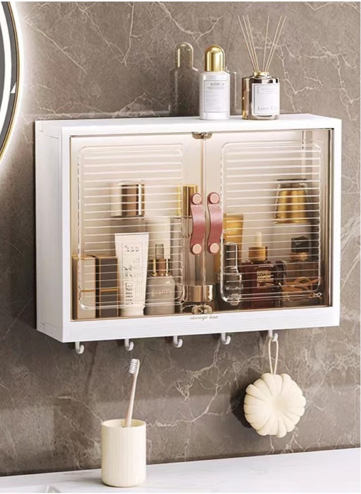 1-Piece Bathroom Wall Cabinet Bathroom Shelf Storage Cabinet Storage Rack PP White 45x13x32 cm