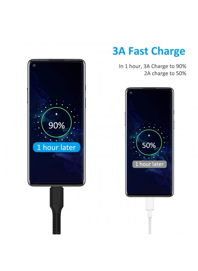 6 inch Short Fast Charging Cord, 5 Pack Durable USB A to USB Type C 3A Cable for Charging Station Compatible with Samsung Galaxy Note 9 10 S10 S20 S30 OnePlus 7T 8T LG V30 V40