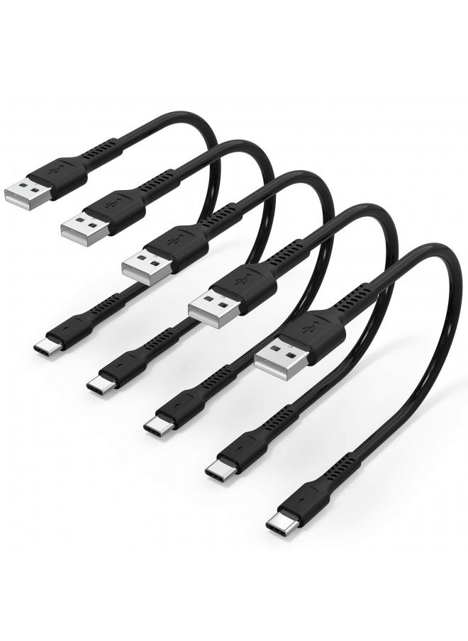 6 inch Short Fast Charging Cord, 5 Pack Durable USB A to USB Type C 3A Cable for Charging Station Compatible with Samsung Galaxy Note 9 10 S10 S20 S30 OnePlus 7T 8T LG V30 V40