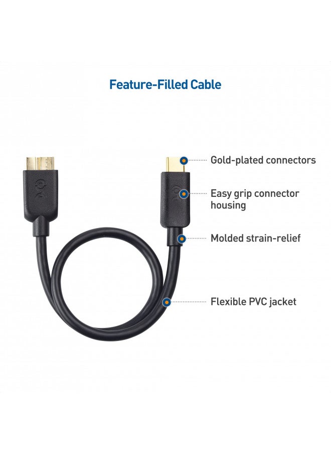 Cable Matters 10Gbps Short USB C to Micro USB 3.0 Cable 1 ft, USB C Hard Drive Cable, USB 3.0 to USB C, Micro B to USB C Cable, Compatible with Seagate, LaCie, Toshiba, Samsung, WD External Hard Drive