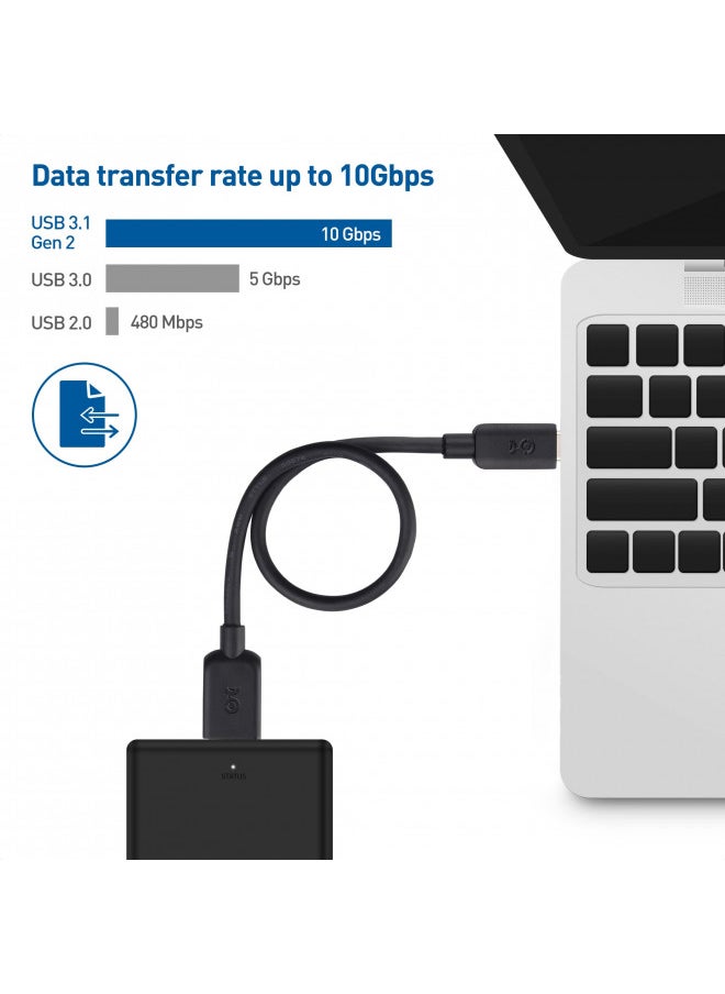 Cable Matters 10Gbps Short USB C to Micro USB 3.0 Cable 1 ft, USB C Hard Drive Cable, USB 3.0 to USB C, Micro B to USB C Cable, Compatible with Seagate, LaCie, Toshiba, Samsung, WD External Hard Drive