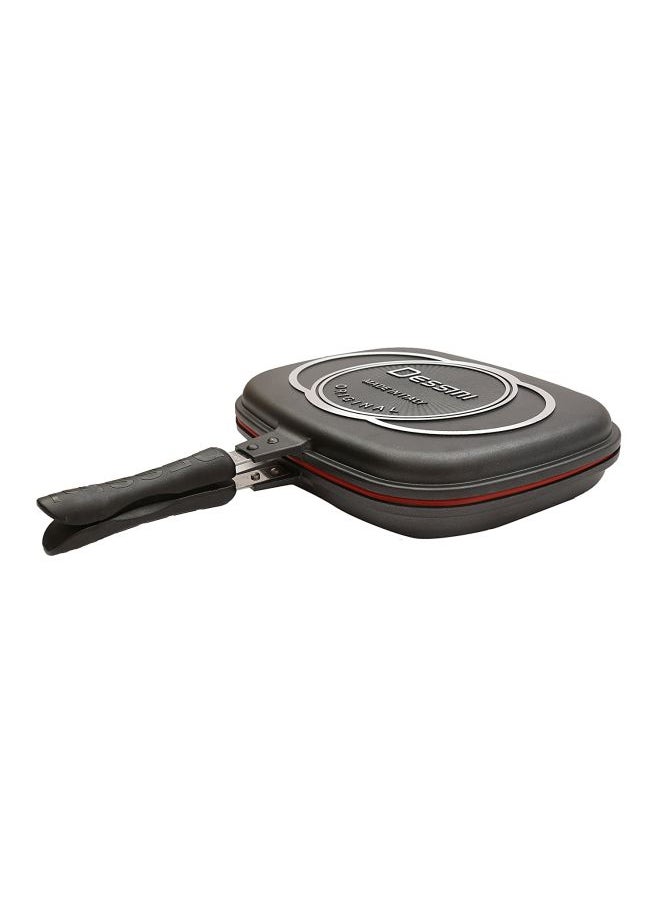 Aluminium Grilling Pan Black/Silver/Red 40cm