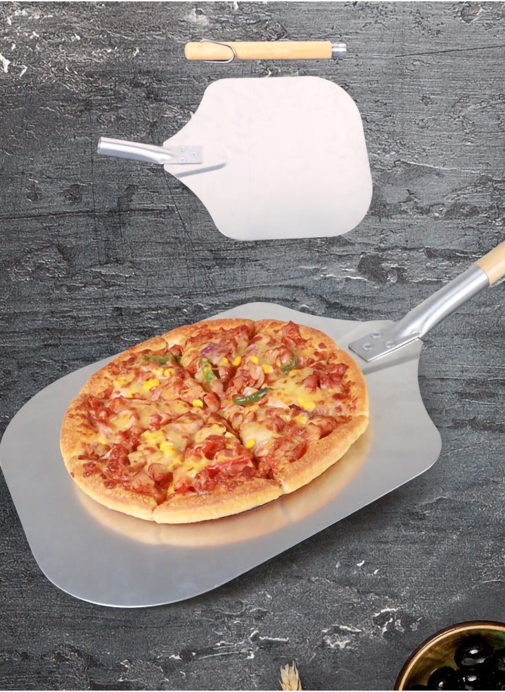 Premium Aluminum Pizza Peel With Detachable Beech Handle, 30.5 * 65cm, Convenient To Store, Good Helper For Baking, Homemade Pizza And Bread