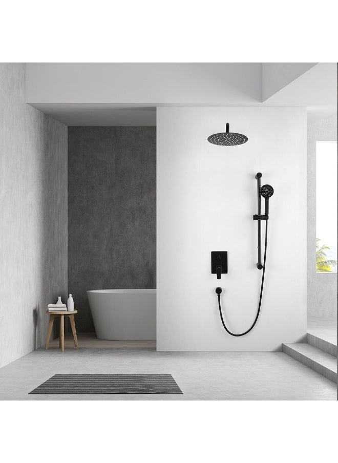 Milano Calli Concealed Shower Mixer Complete Set Matte Black | Brass Concealed Shower Complete Set | Rain Mixer Shower Combo Set Rainfall For Toilet Bathroom - Matt Black