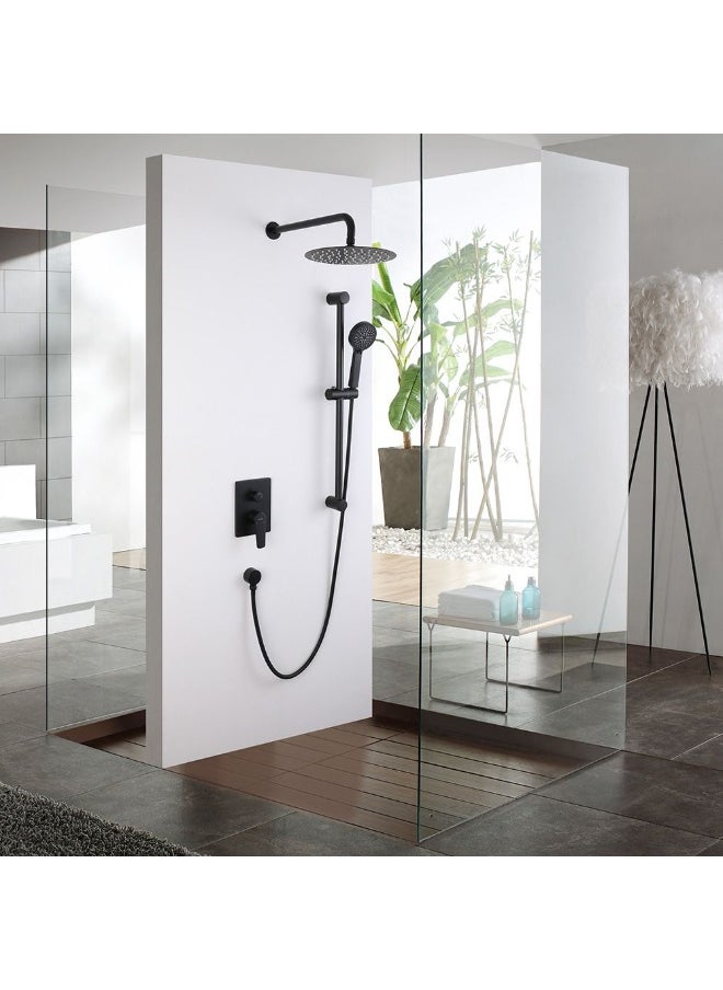 Milano Calli Concealed Shower Mixer Complete Set Matte Black | Brass Concealed Shower Complete Set | Rain Mixer Shower Combo Set Rainfall For Toilet Bathroom - Matt Black