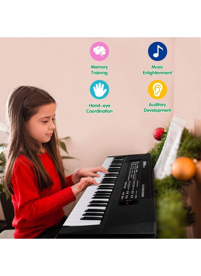 Kids Music Piano Keyboard, 61 Keys Piano Keyboard Toys With Microphone Portable Mono Electronic Piano Keyboard Teaching Piano Toy Gift For Beginners Boys Girls Ages 3-12, Black